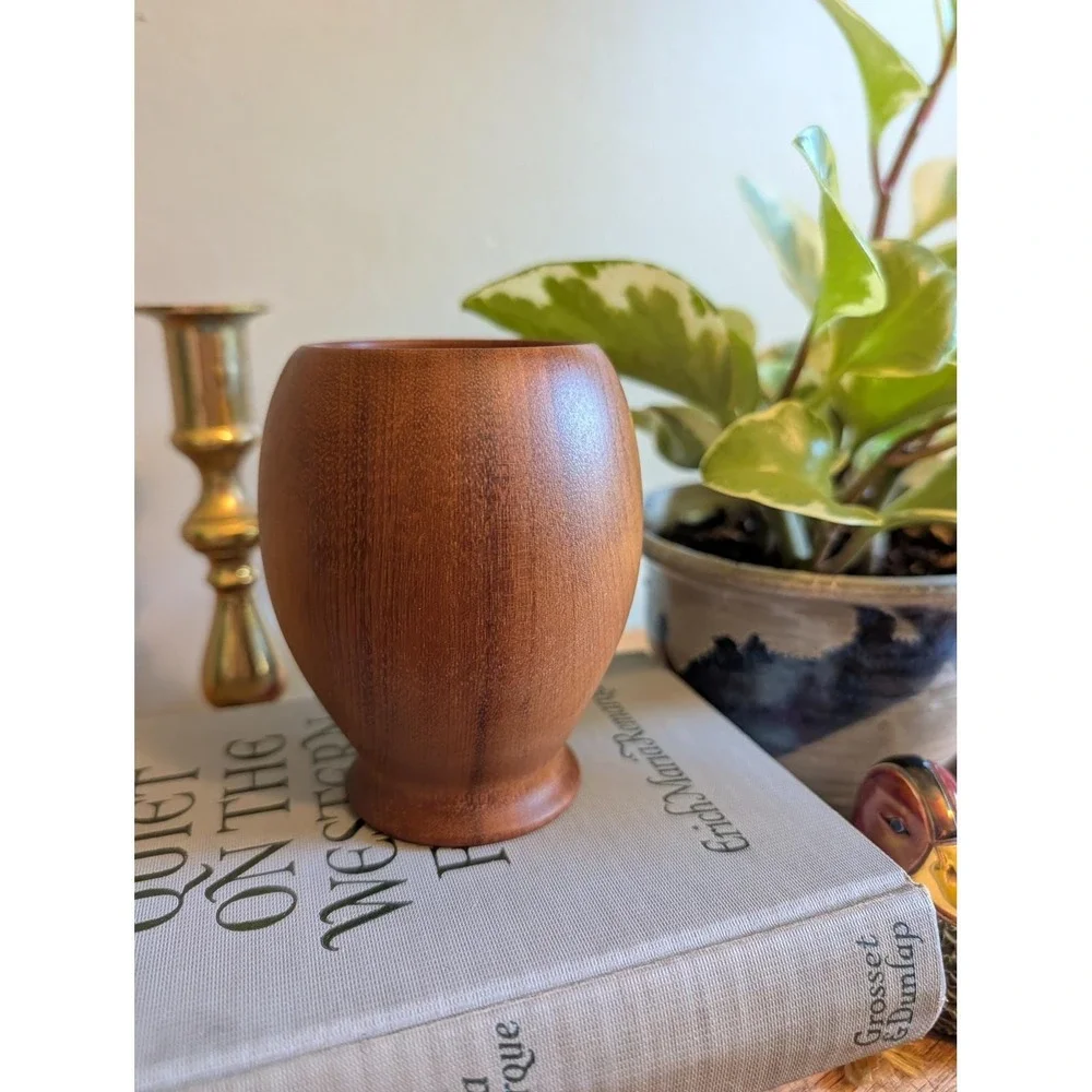 Vintage MCM Myrtlewood Vase Hand Turned Wood Bend Oregon‎ 4.25in Ralph A Bailey